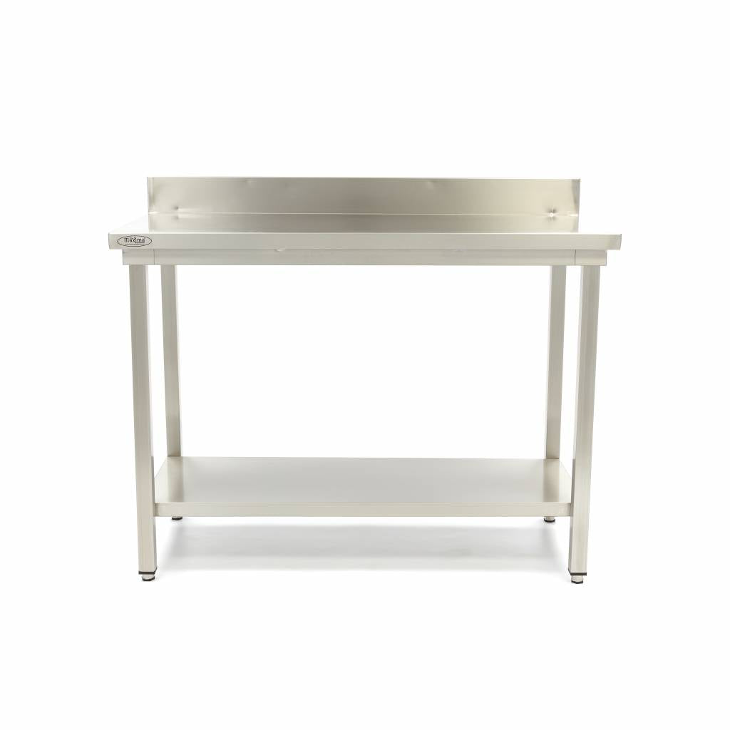 Maxima Stainless Steel Table - 80 x 70cm - Adjustable Height - with Backsplash - 09364027