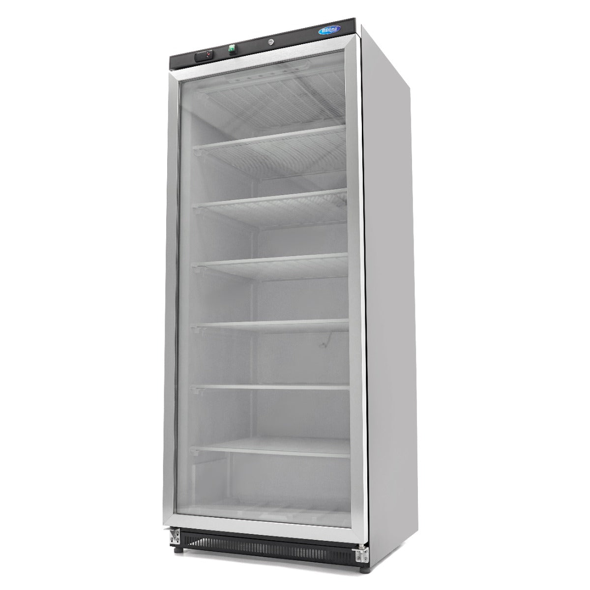 Maxima Freezer - 600L - Black - with Glass Door - 6 Shelves - Lockable - 09405033