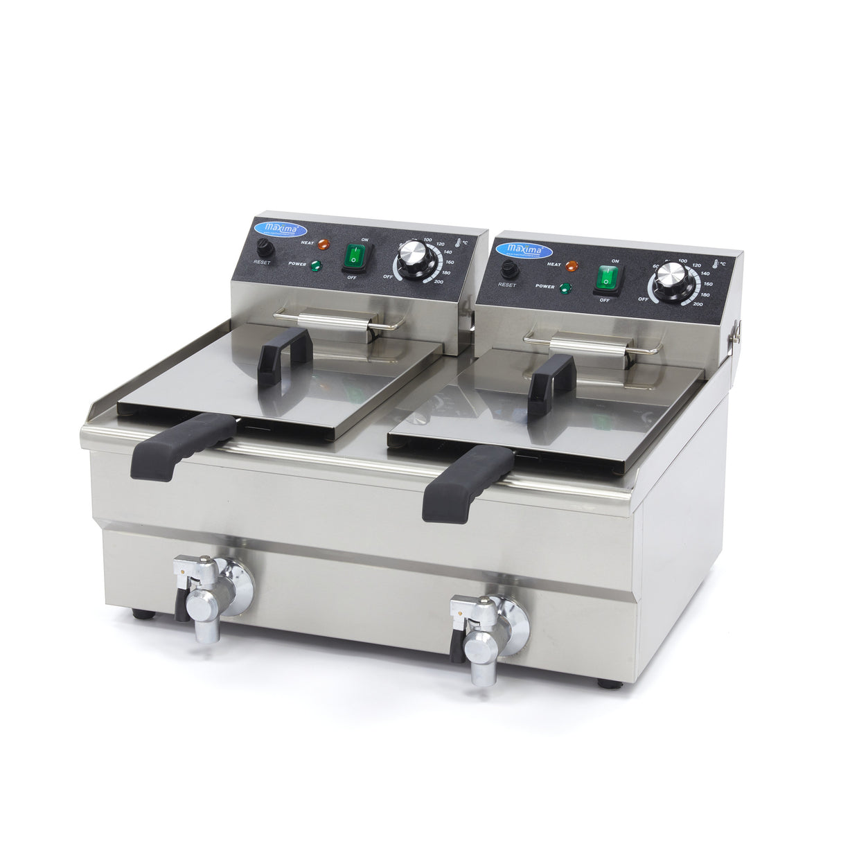 Maxima Deep Fryer - 2 x 10L - 2 Baskets - with Drain Tap - 09365229
