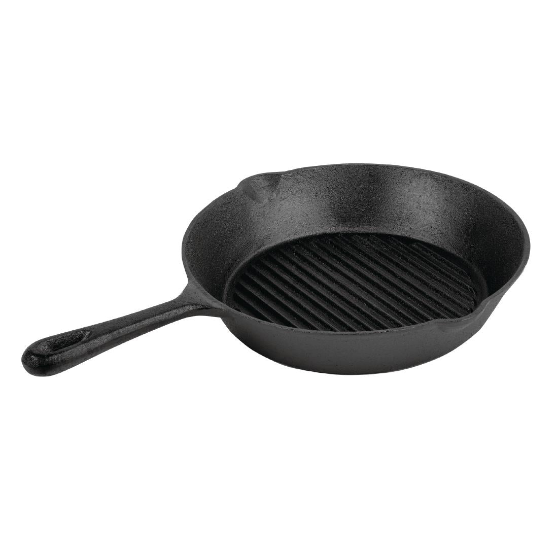 Vogue Round Cast Iron Ribbed Skillet Pan 26cm - M652 Vogue
