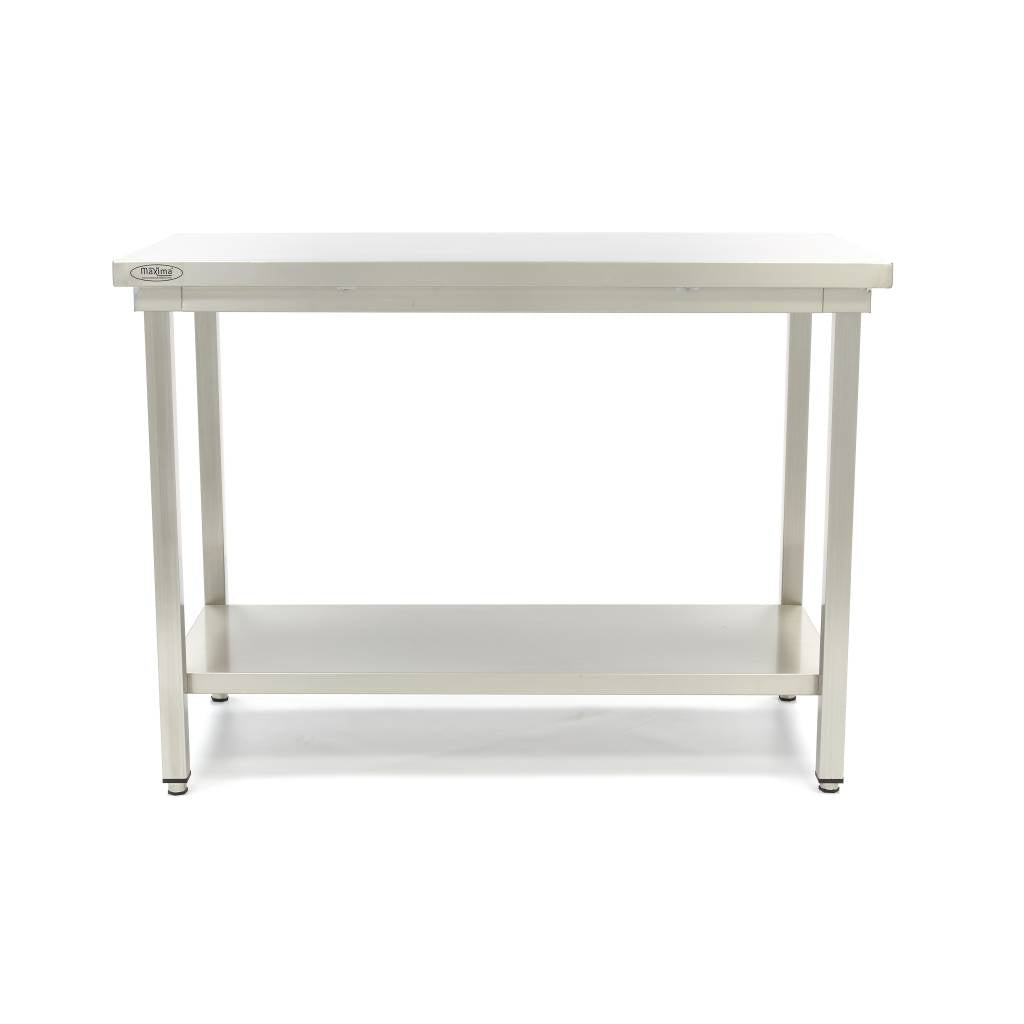 Maxima Stainless Steel Table - 80 x 60cm - Adjustable Height - with Storage Shelf - 09300953