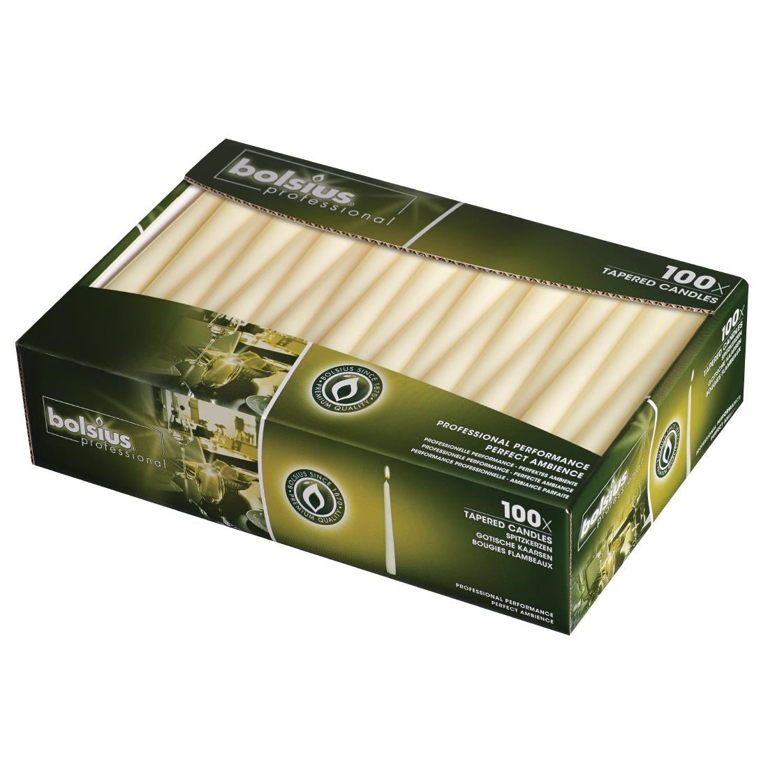 Tapered Ivory 10inch Candles (Pack of 100) - P962 Bolsius