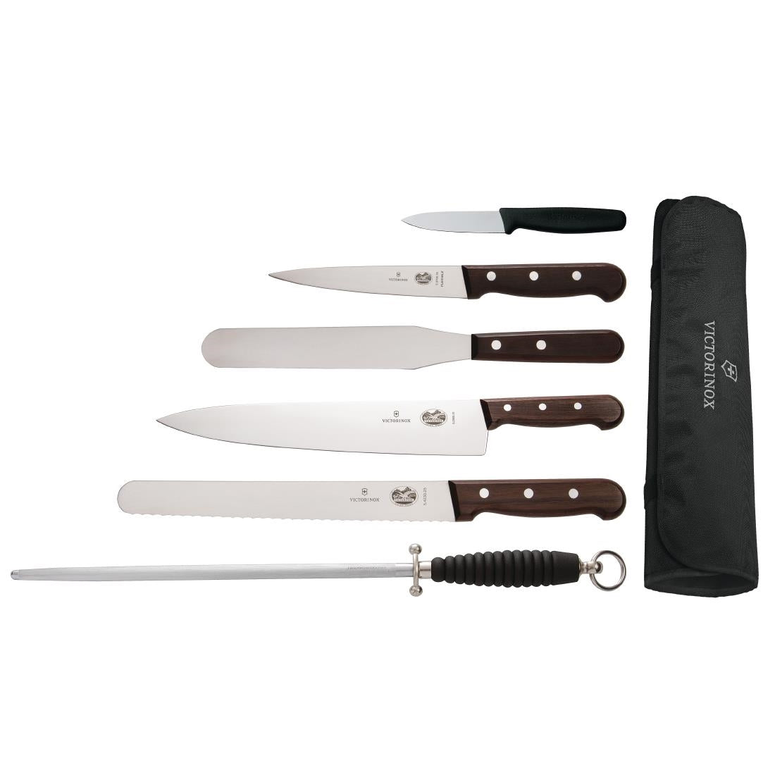 Victorinox 6 Piece Rosewood Knife Set with 25cm Chefs Knife with Wallet - S189 Victorinox