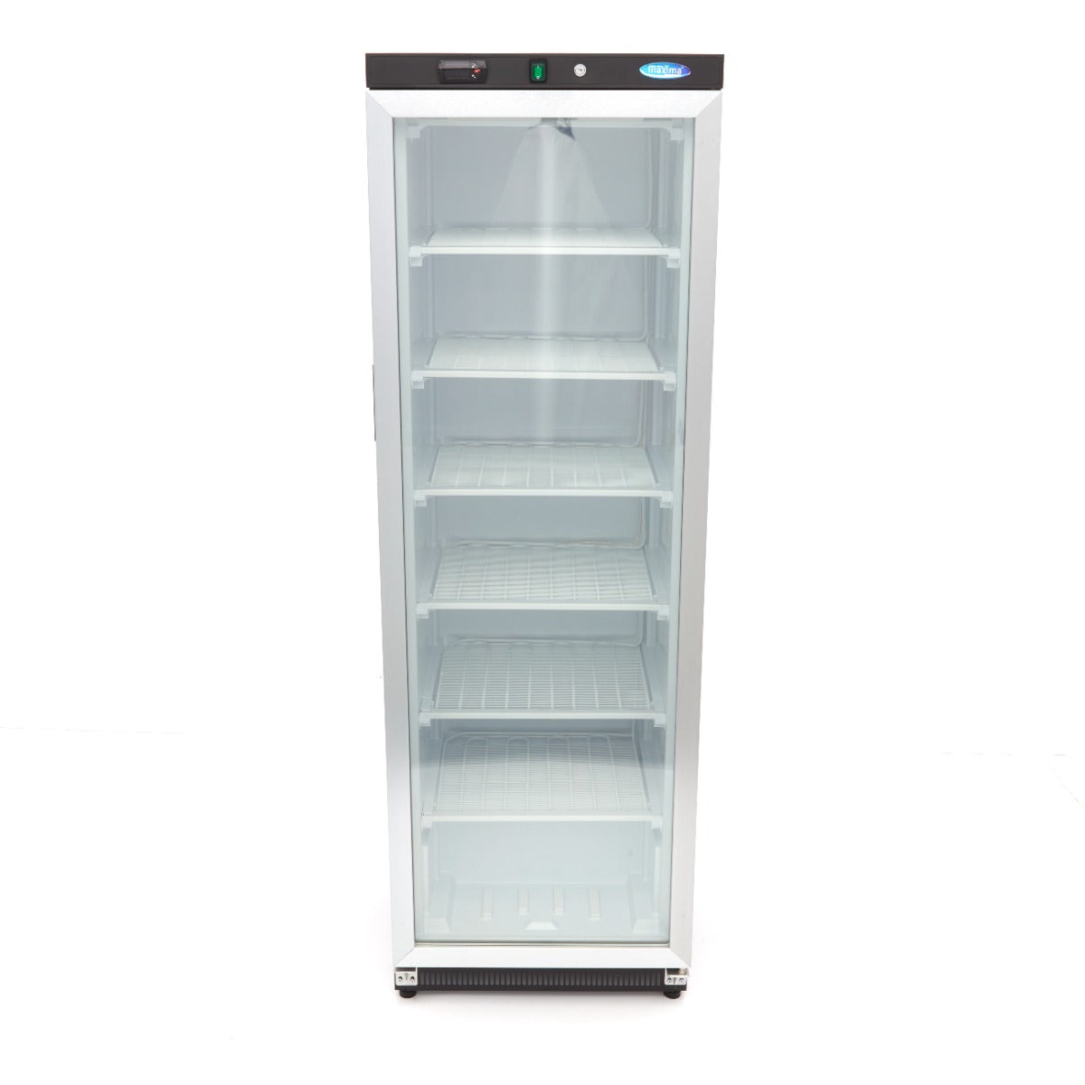 Maxima Freezer - 400L - Black - with Glass Door - 6 Shelves - Fast Freeze Function - 09405021