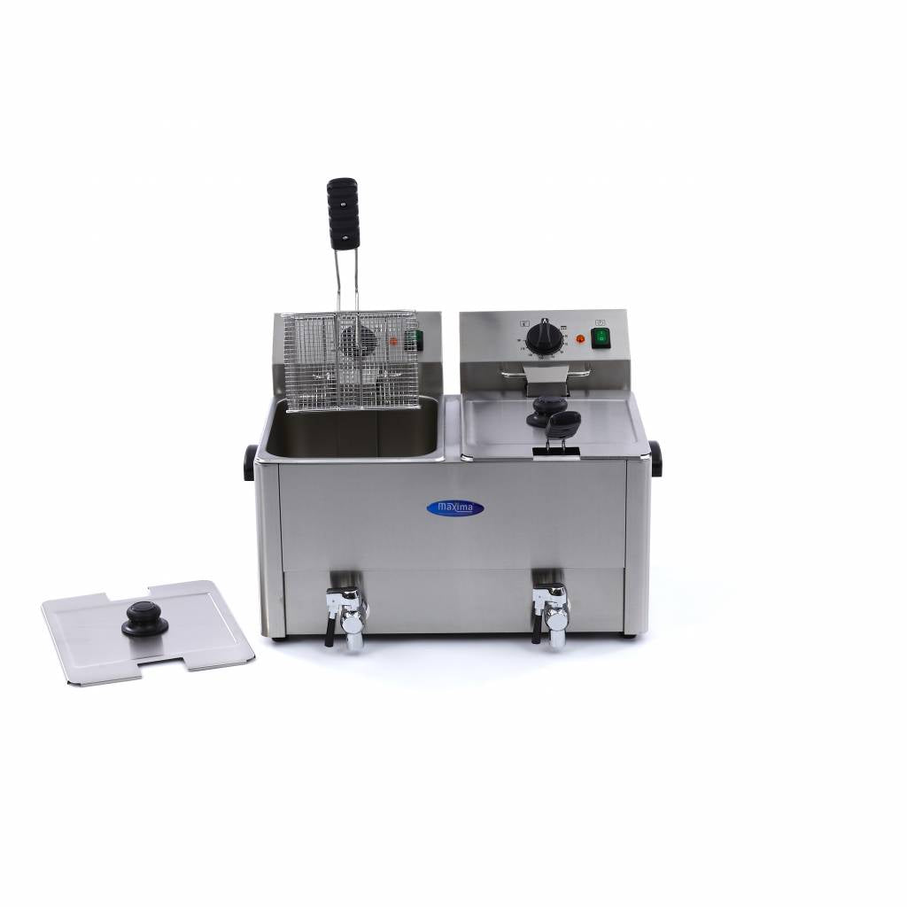 Maxima Deep Fryer - 2 x 8L - 2 Baskets - with Drain Tap - 09300416