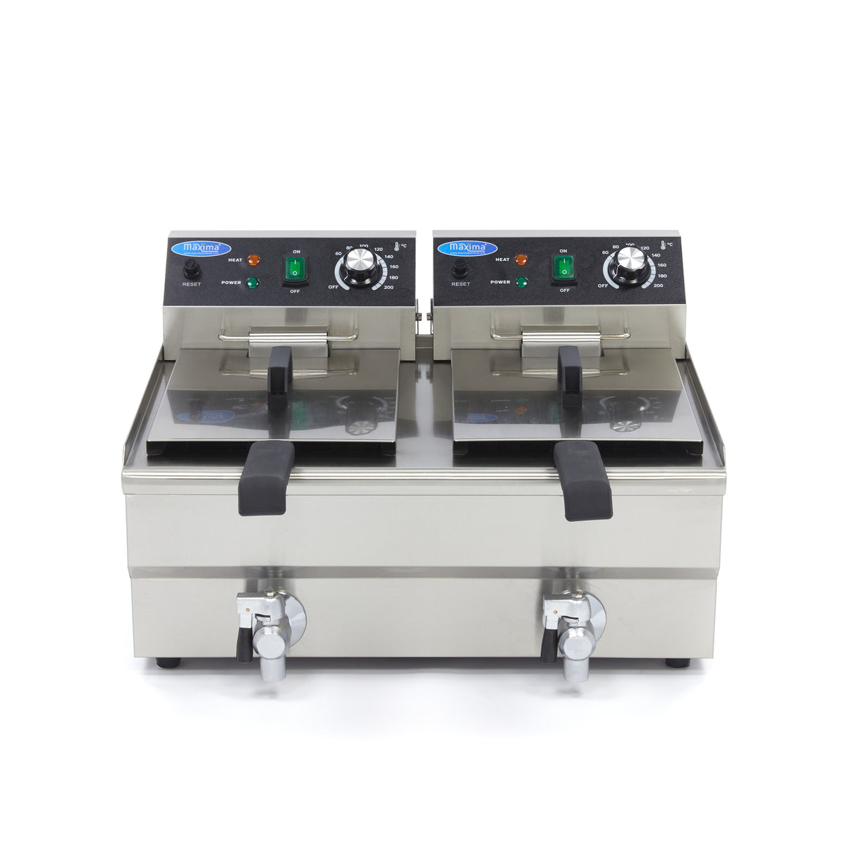 Maxima Deep Fryer - 2 x 10L - 2 Baskets - with Drain Tap - 09365229