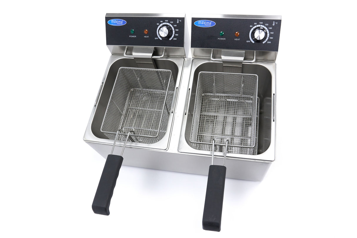Frituurpan - 2x 8 L - 2 Manden - tot 2,8 Kg Frites - MAXIMA