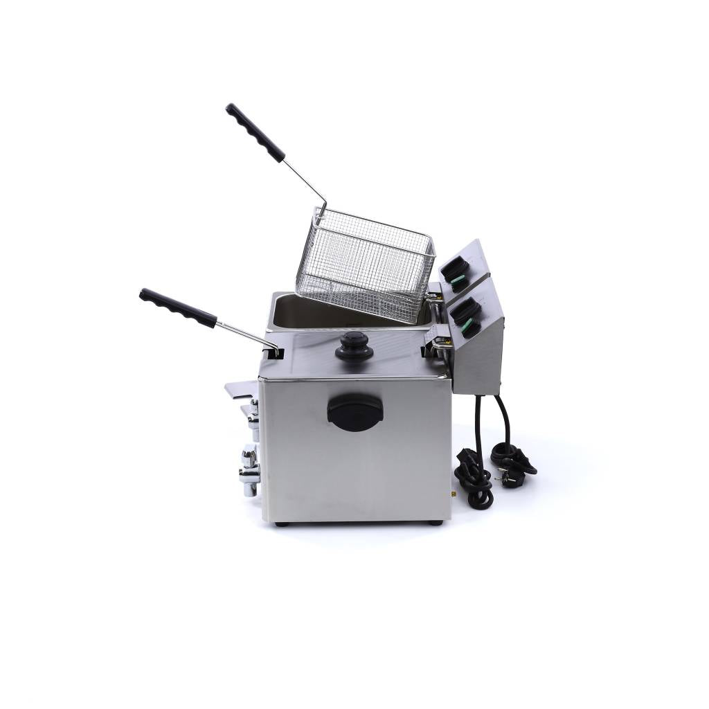 Maxima Deep Fryer - 2 x 8L - 2 Baskets - with Drain Tap - 09300416