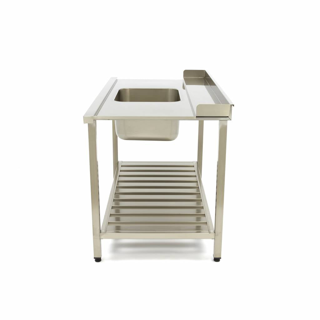 Maxima Dishwasher Table - 140 x 75cm - Right - with Sink and Backsplash - incl Storage Shelf - 09201040