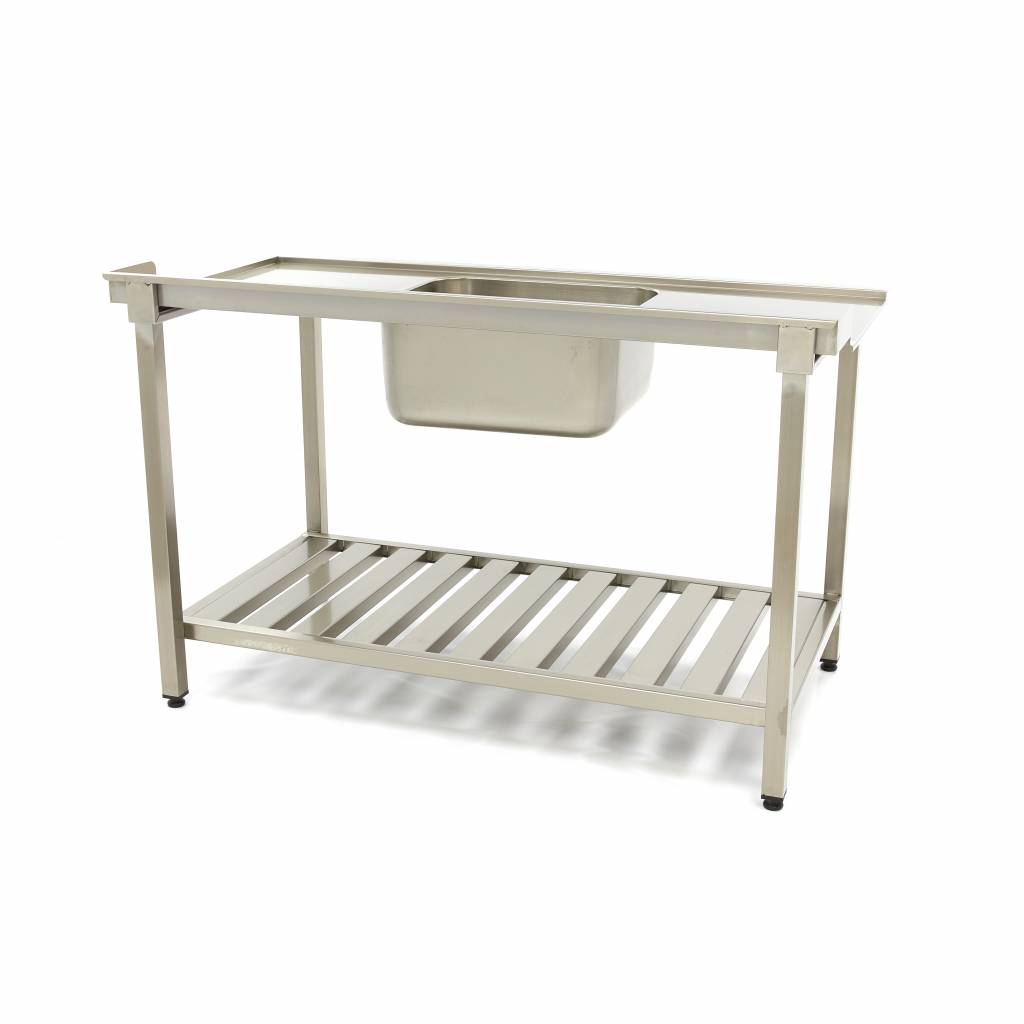 Maxima Dishwasher Table - 140 x 75cm - Right - with Sink and Backsplash - incl Storage Shelf - 09201040