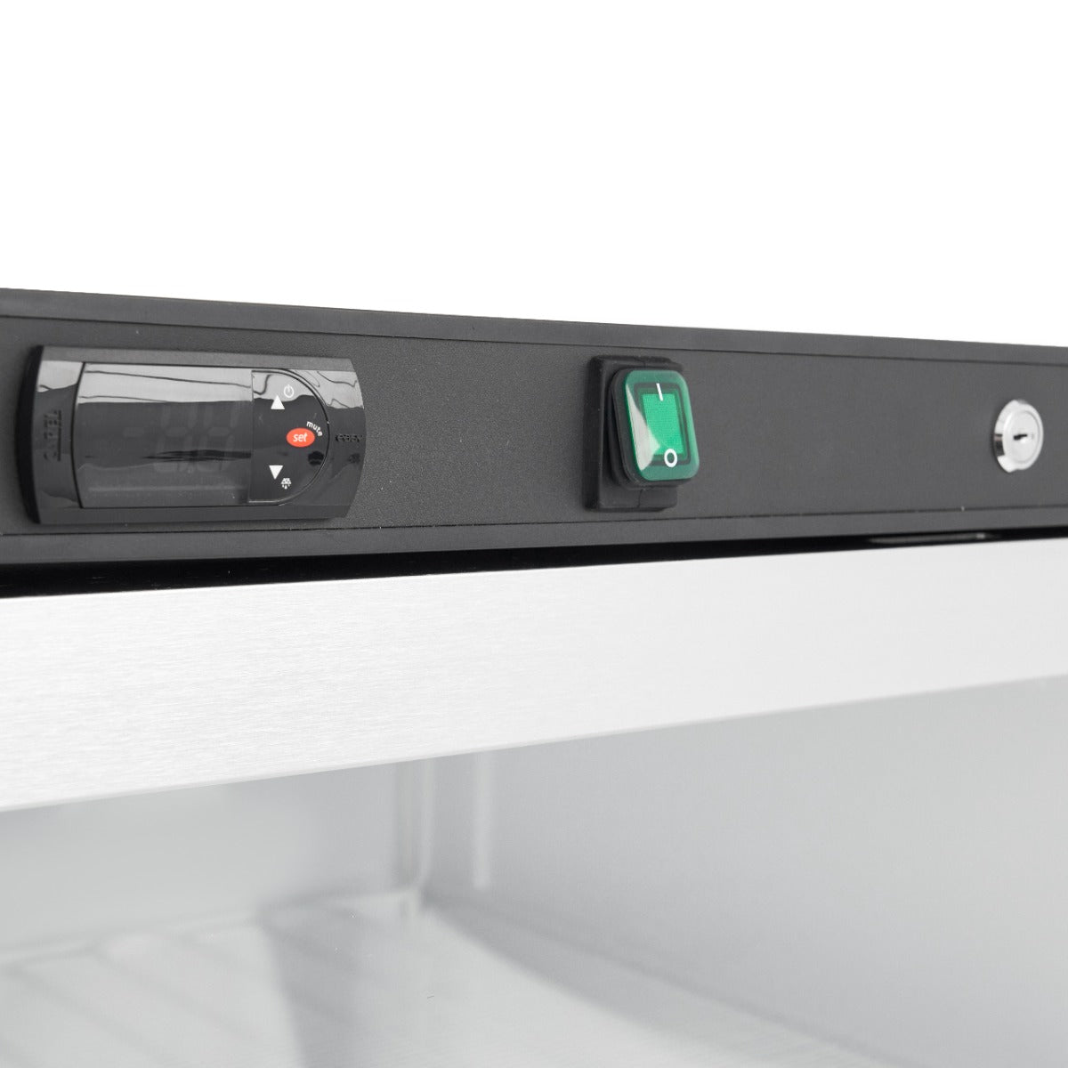 Maxima Freezer - 600L - Black - with Glass Door - 6 Shelves - Lockable - 09405033