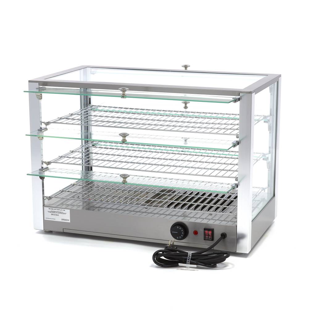 Maxima Heated Food Display - 115L - 70cm - 3 Shelves - 09400788