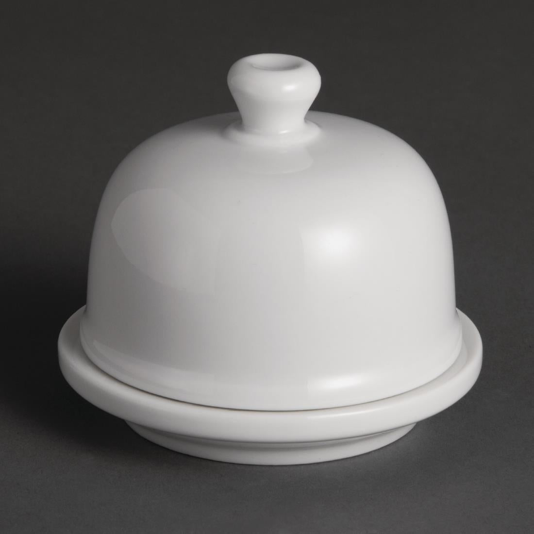 Olympia Whiteware Butter Dish with Cloche 50ml 1.8oz (Pack of 6) - U184 Olympia