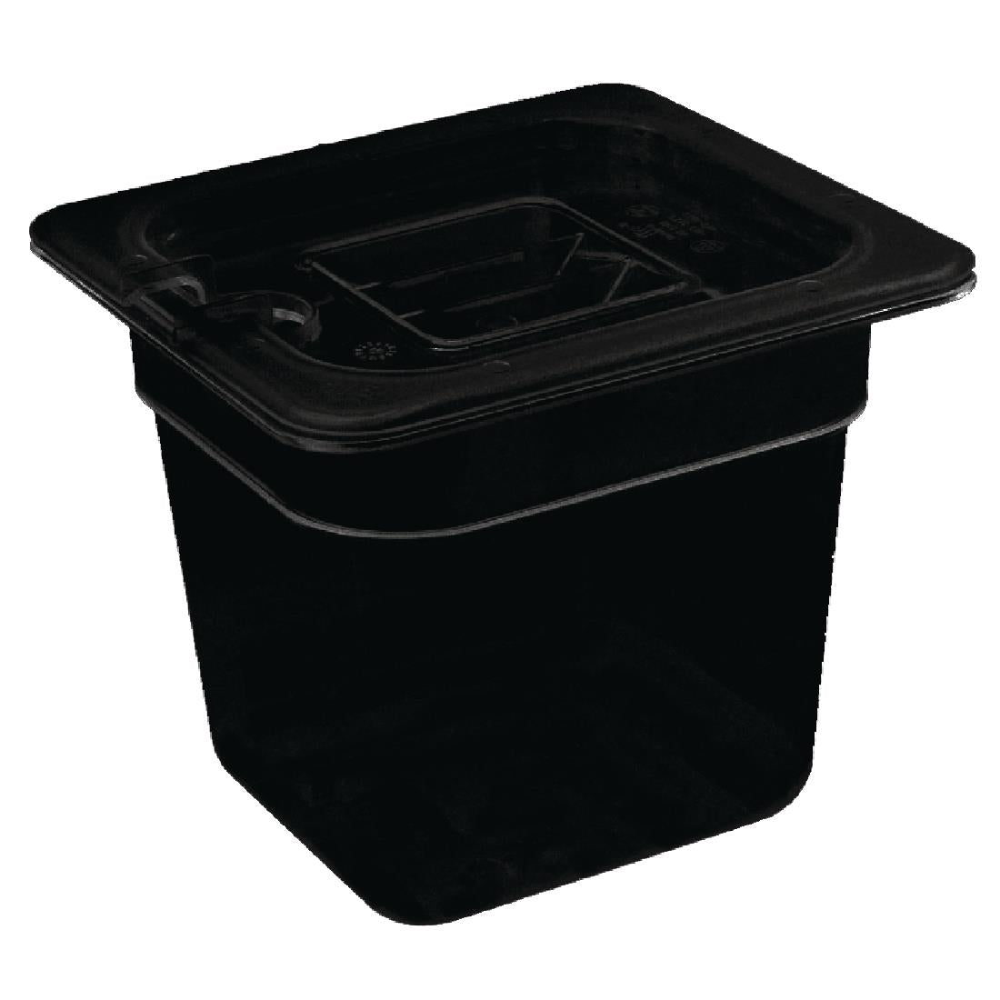 Vogue Polycarbonate 1/6 Gastronorm Container 65mm Black - U469 Vogue
