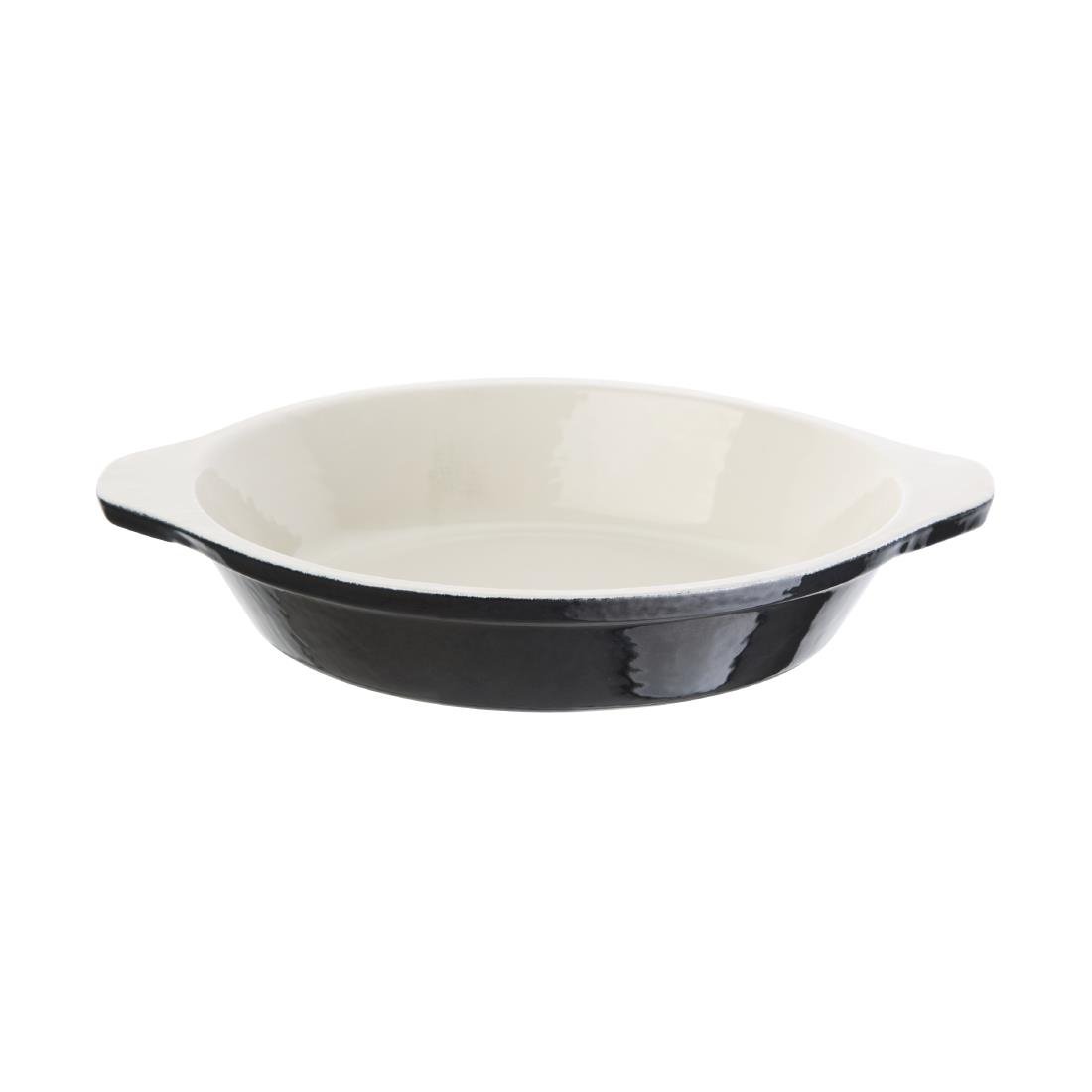 Vogue Black Cast Iron Round Gratin Dish 400ml - U561 Vogue