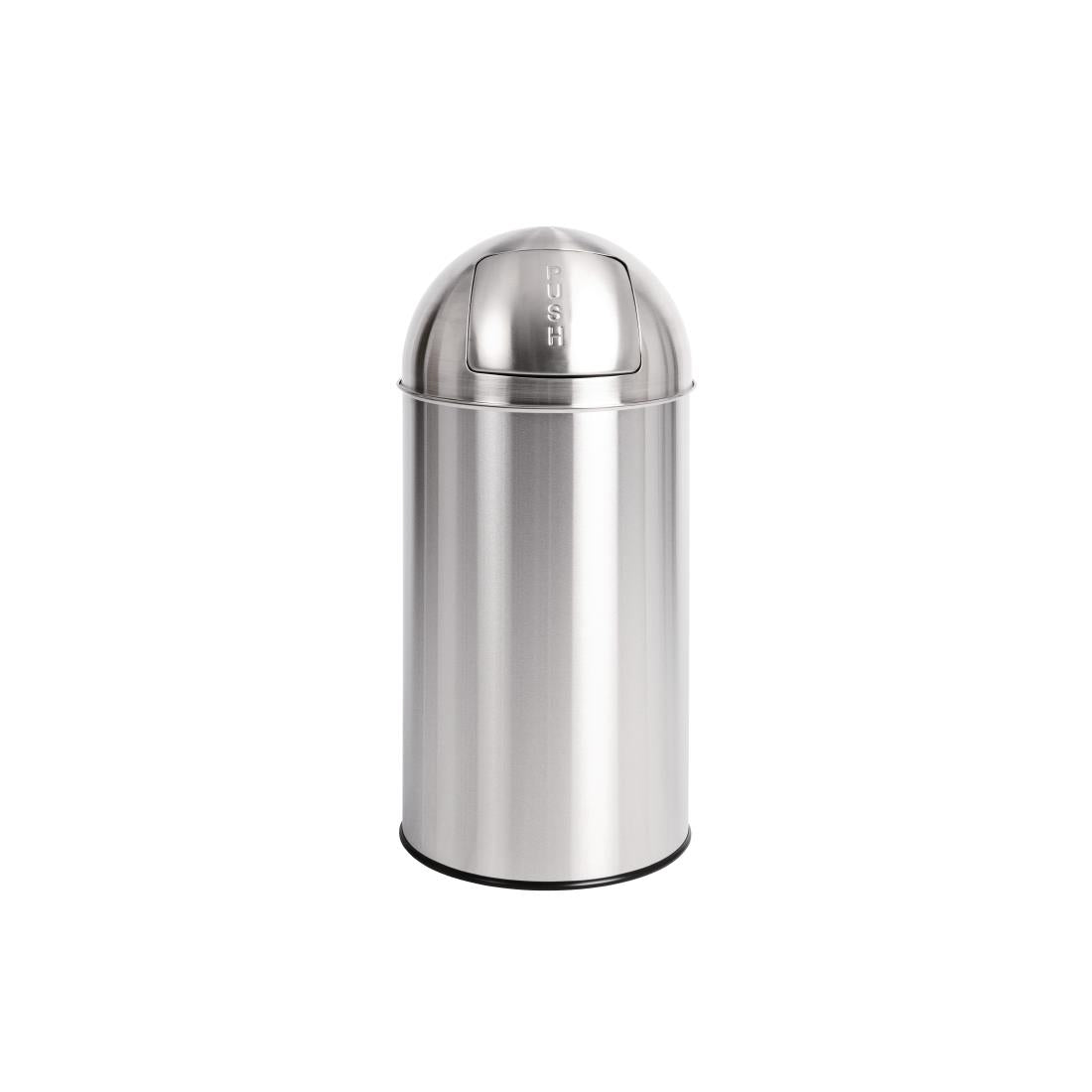 Bolero Stainless Steel Push Top Bullet Bin Silver 40Ltr - U803 Bolero