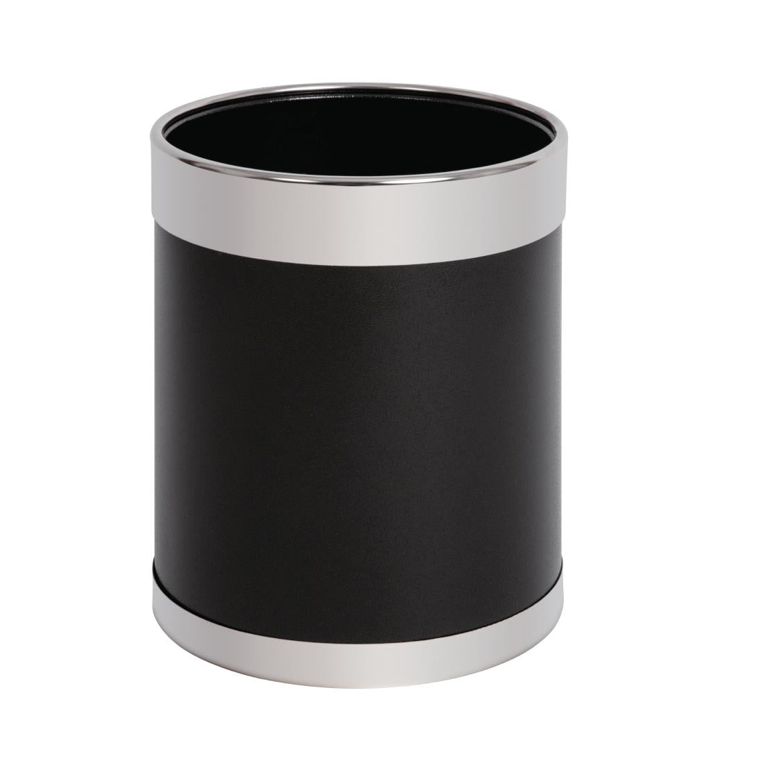 Bolero Black Waste Paper Bin with Silver Rim - Y805 Bolero