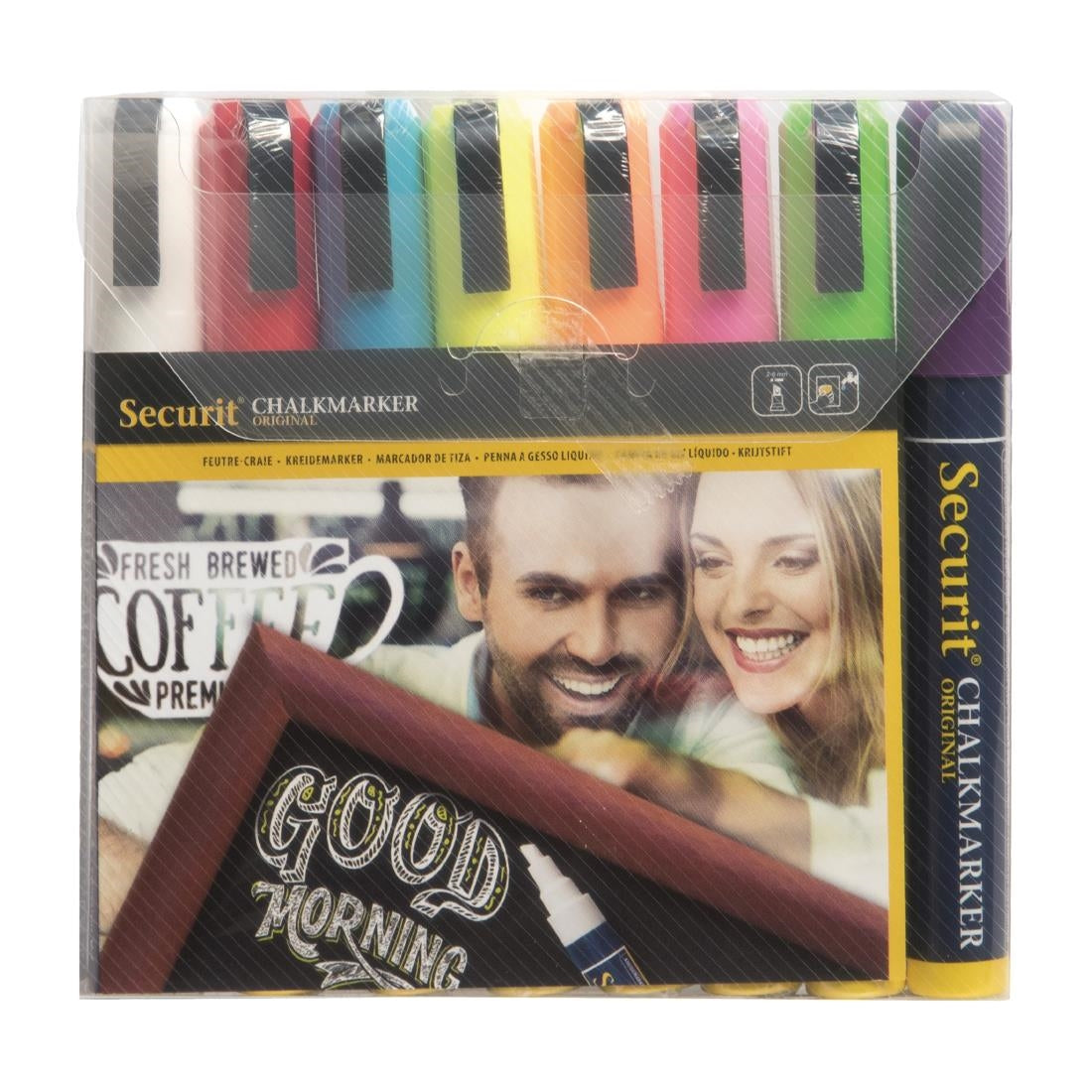 Securit Chalkmaster 6mm Liquid Chalk Pens Assorted Colours (Pack of 8) - Y999 Securit