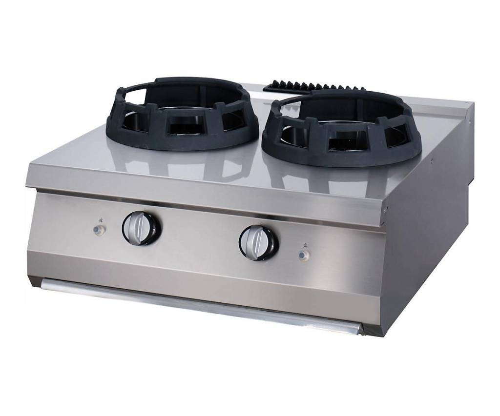 Maxima Heavy Duty Wok-Herd - 2 x 28,5 cm Kochplatten - Doppeleinheit - 70 cm tief - Gas - 09396006