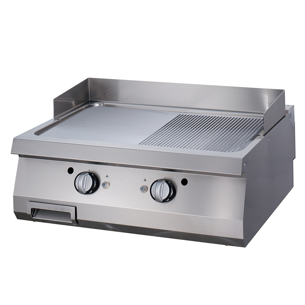 Premium Grillplaat - Half Gegroefd Chroom - Dubbel - 90 cm Diep - Elektrisch - MAXIMA