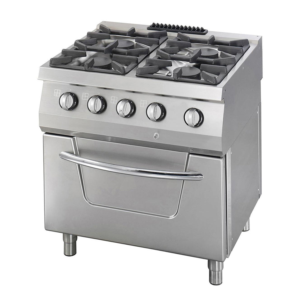 Maxima Heavy Duty Stove - 4 Burners - Double Unit - 70cm Deep - 37kW- Gas incl Oven - 09396013