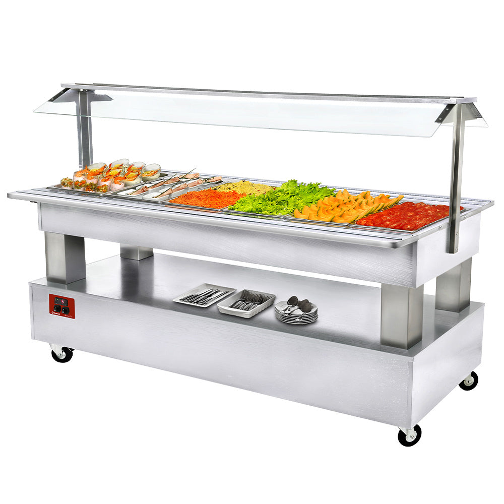 Diamond Buffet - Gekoelde saladebar, 6x GN1/1-150 (wit hout) - BSB/6N-A1-R2