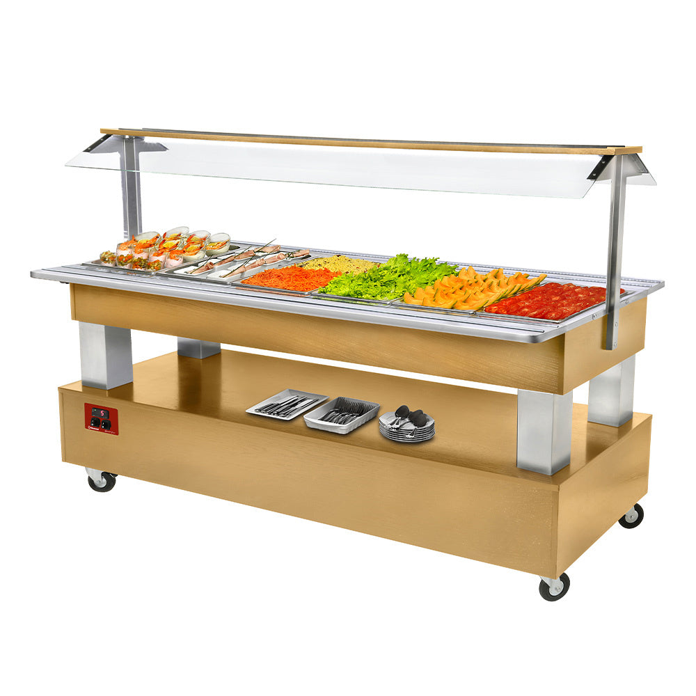 Diamond Buffet - Gekoelde saladebar, 6x GN1/1-150 (Hout licht eiken) - BSB/6N-D1-R2