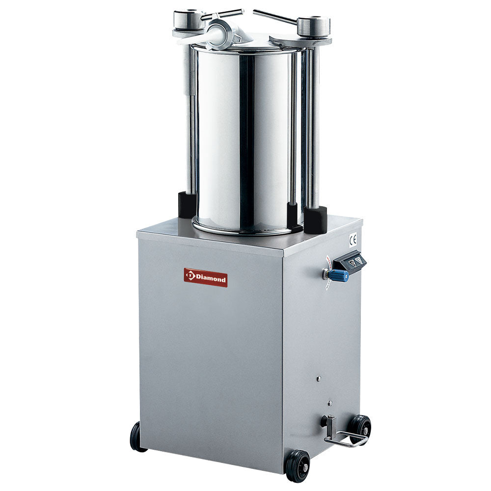 Diamond Stainless steel hydraulic vertical sausage filler, 35 liters with wheels - BSH-35C