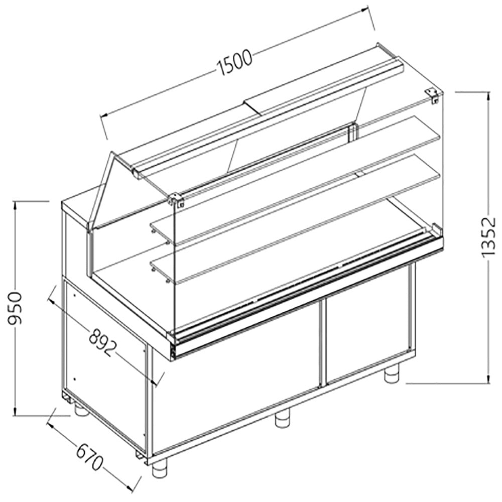 Diamond Display counter EN & GN, high window, static, without storage space - CA15X