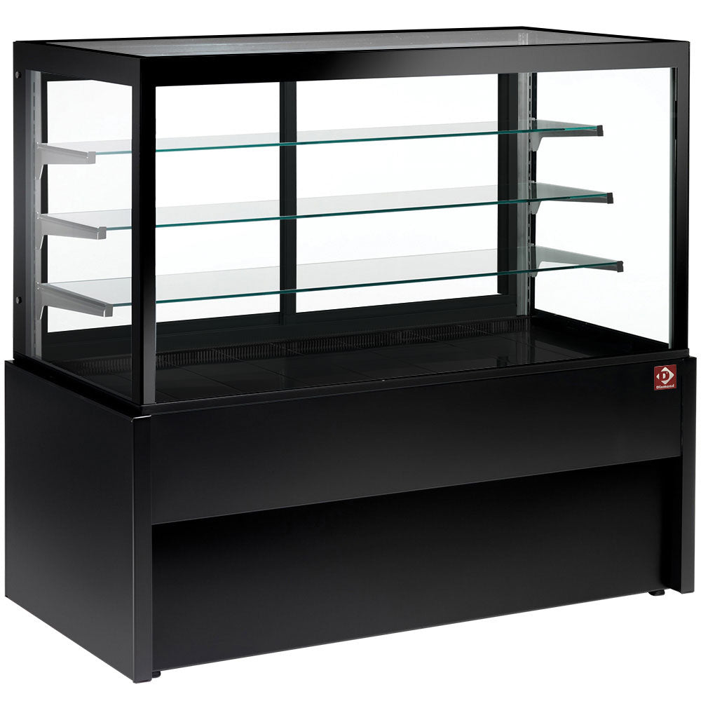 Diamond Panoramische vitrine, verwarmd, 4 niveaus, zonder opbergruimte - ZWART - CB10HT-B9-P