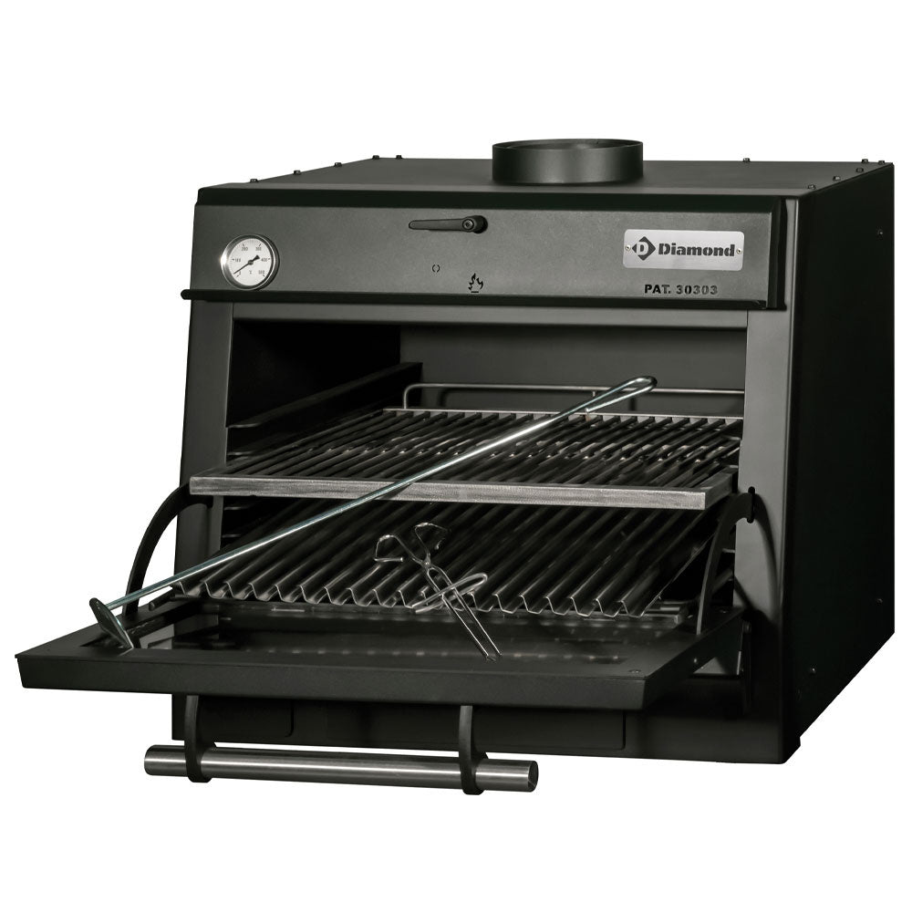 Diamond Houtskooloven-BBQ, GN 1/1 (60 Kg/u)/Zwart - CBQ-060/BK