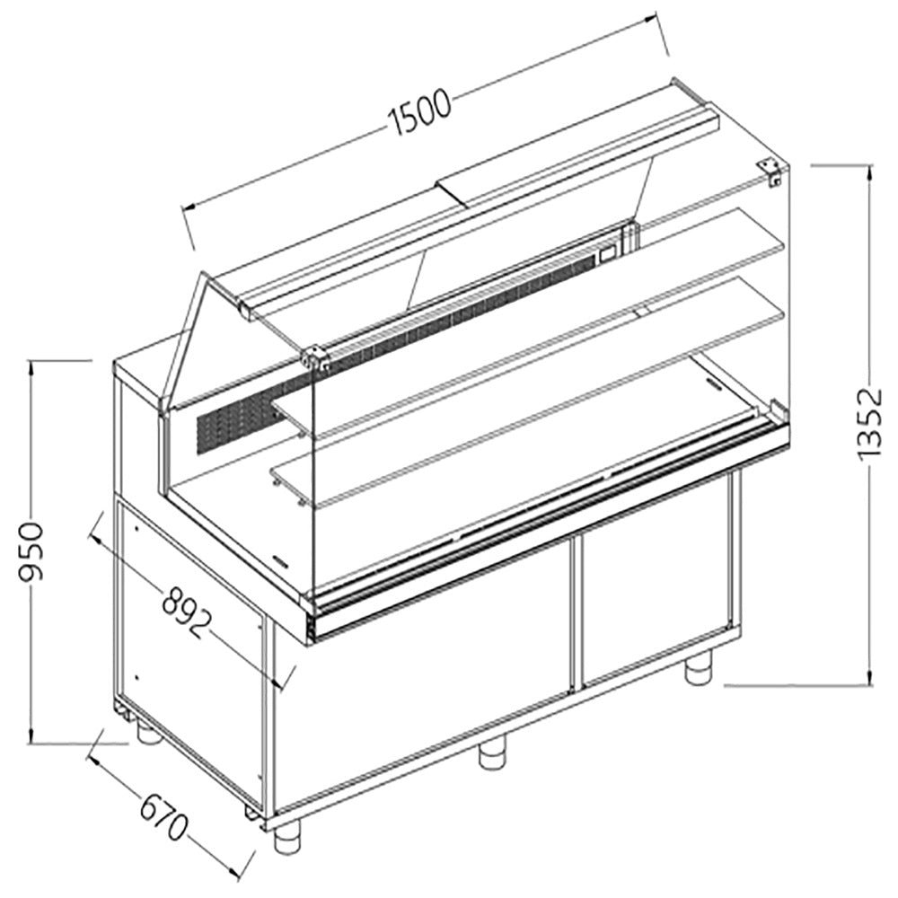 Diamond Koel- en warmhoudvitrine EN &amp; GN, hoog glas, statisch, zonder reserve - CFA15X