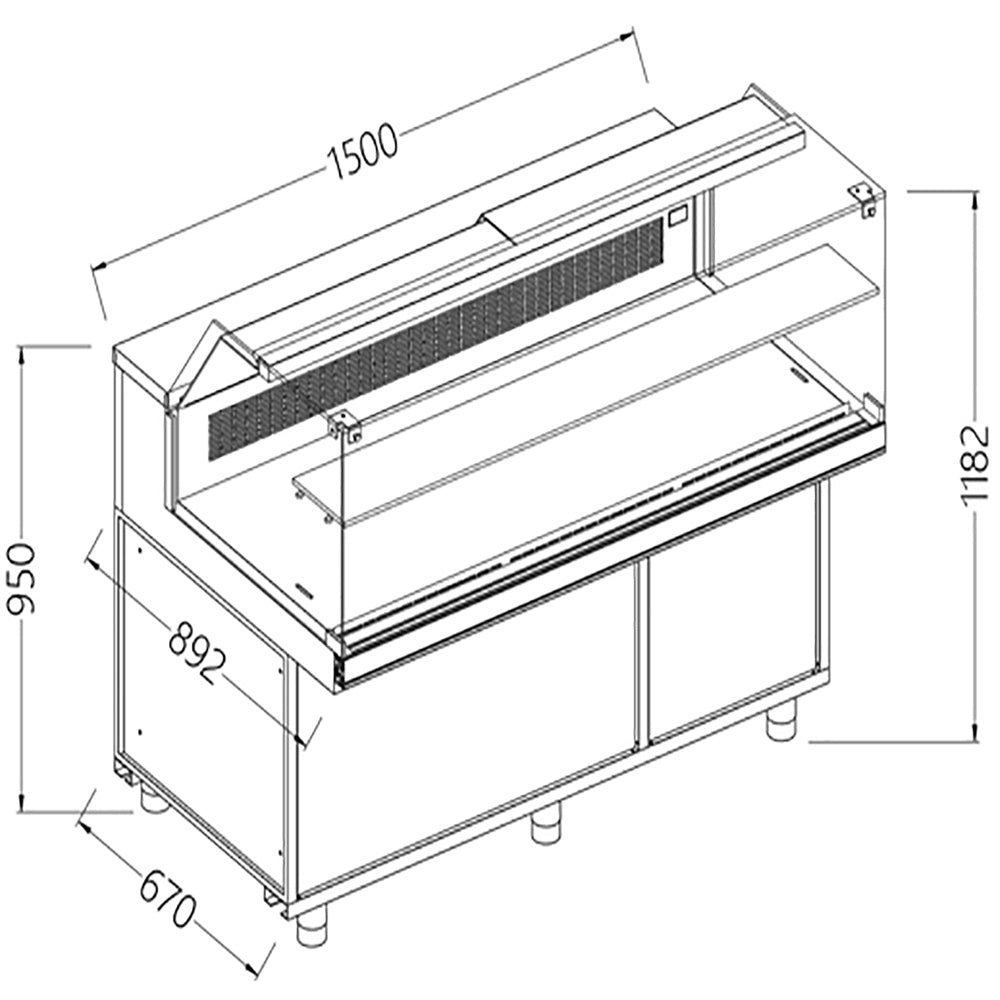 Diamond Koel- en warmhoudvitrine EN &amp; GN, laag glas, statisch, zonder reserve - CFB15X