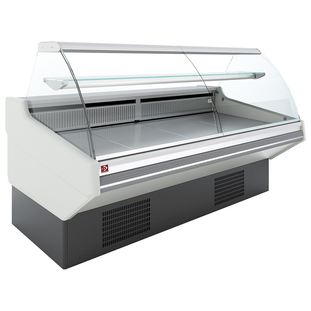 Diamond Ventilated counter, with storage, curved glass - WHITE front - CMN11-V3