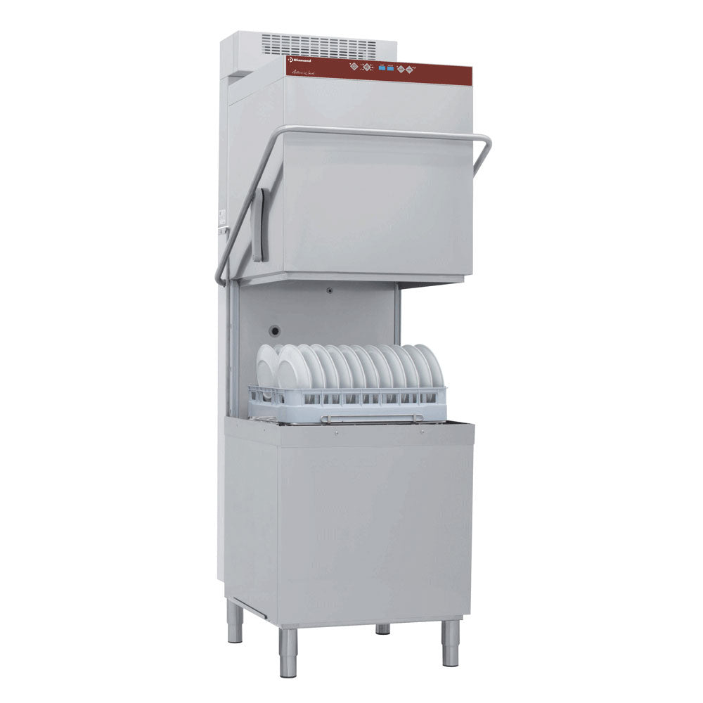 Diamond Hood dishwasher & Potwasher, basket 600x500 mm + watersoftener continuously + condenser-recuperator of the steam "Full Hygiene" - DCR49/6-AC-RC