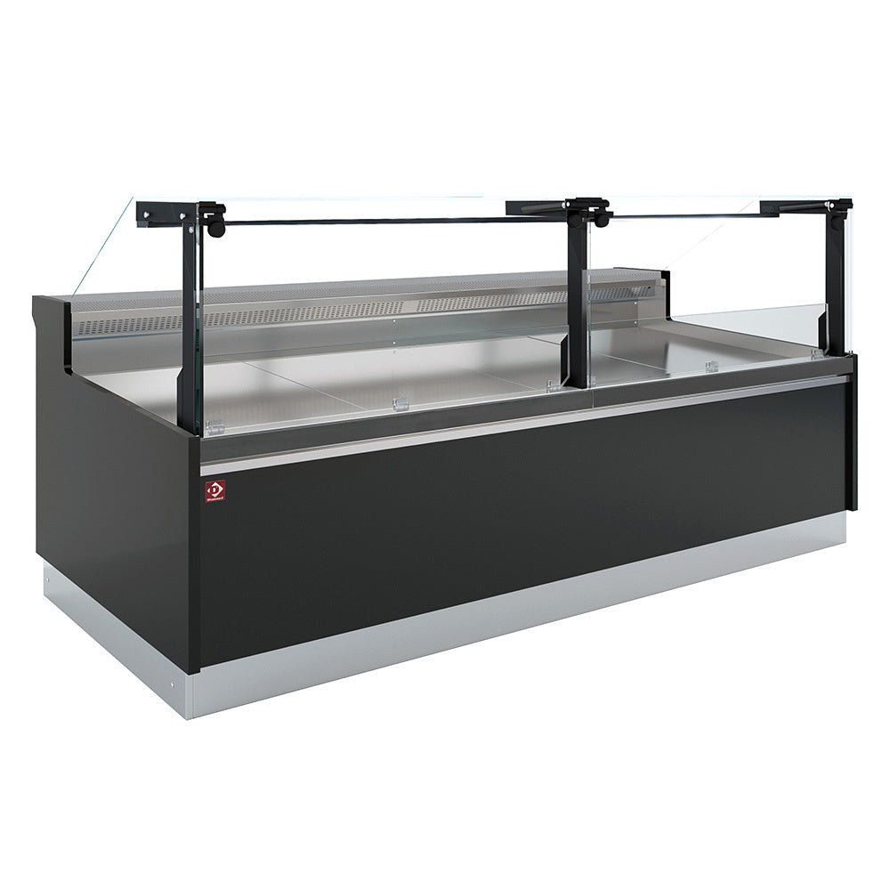 Diamond Ventilated counter, with storage, vertical glass 90° with piston lift - FULL BLACK - DPT32-V5