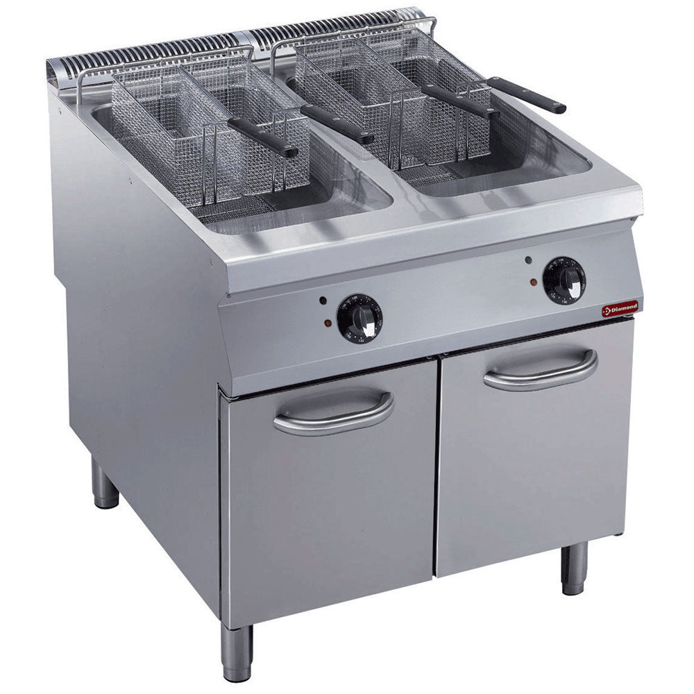 Diamond Electric fryer 2 basins "Y" 23 liters, external burners, on undercarriage - E22/F46A8-S