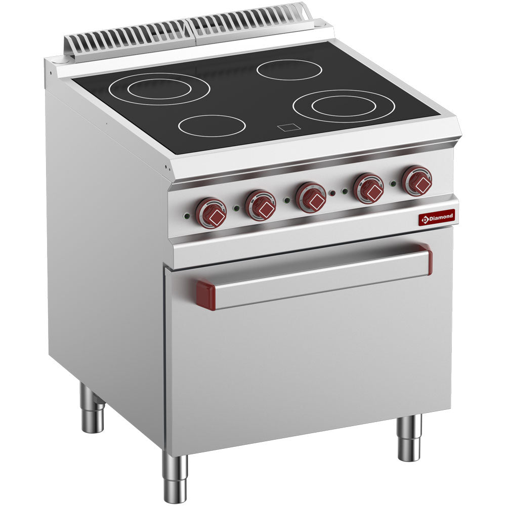 Diamond Elektroherd Glaskeramik 4 Kochfelder, Backofen GN 2/1 mit Elektrogrill - E7/4VCF7-N