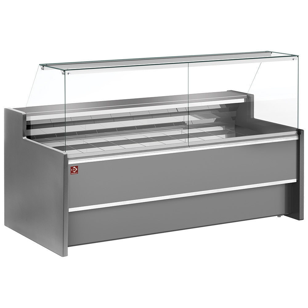 Diamond Ventilated refrigerated counter display with straight glass panel 90° with storeroom - GREY - FC20/G8-VR2