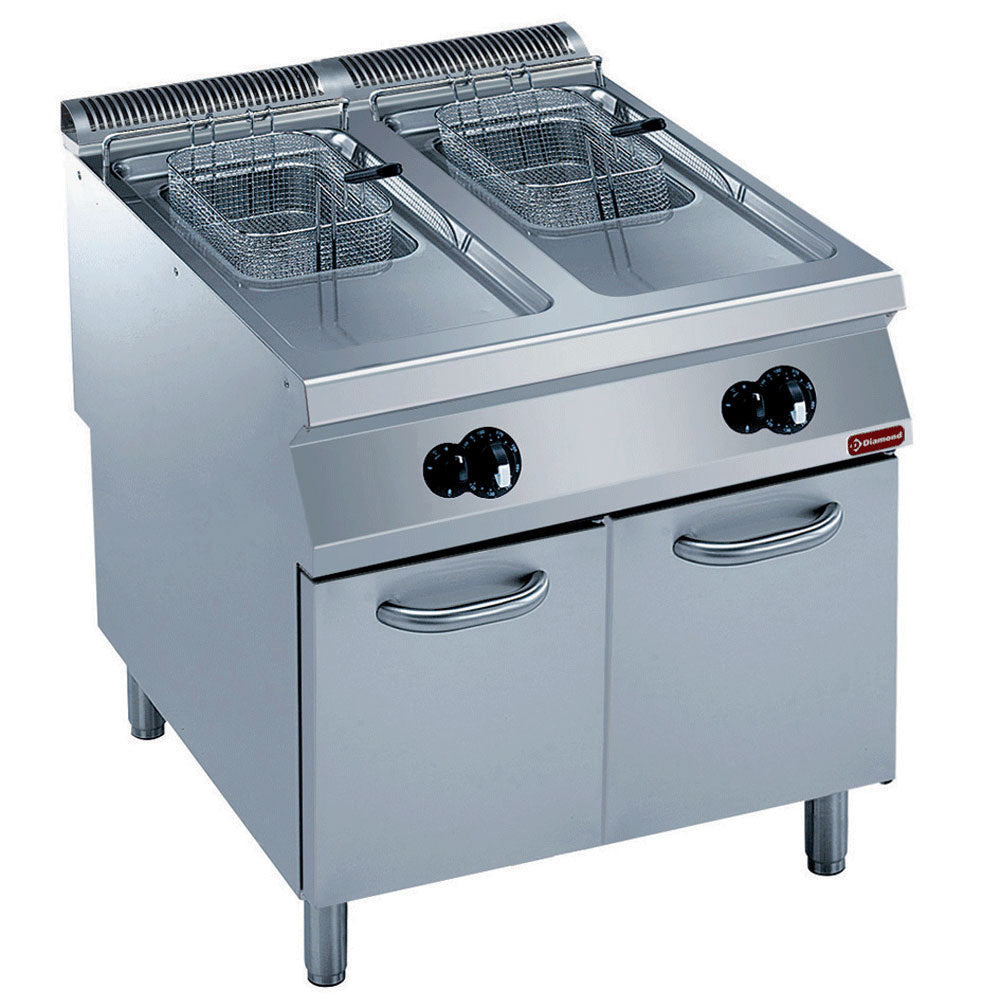 Diamond Gas-Friteuse 2 Becken "Y" 15 Liter, externe Brenner, auf Untergestell - G22/F30A8-N