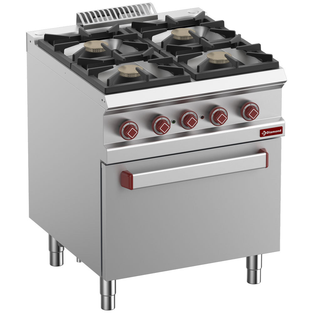 Diamond Gas range 4 burners, electric oven GN 2/1 - G7/4BFE7-N