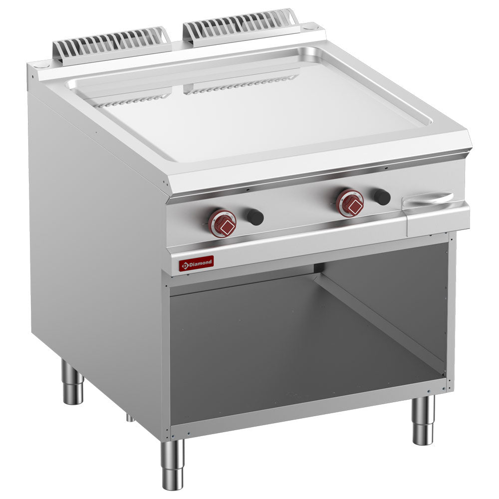 Diamond Smooth gas fry top, chromium-plated, module 1/1, open cupboard - G9/PLCA8-N