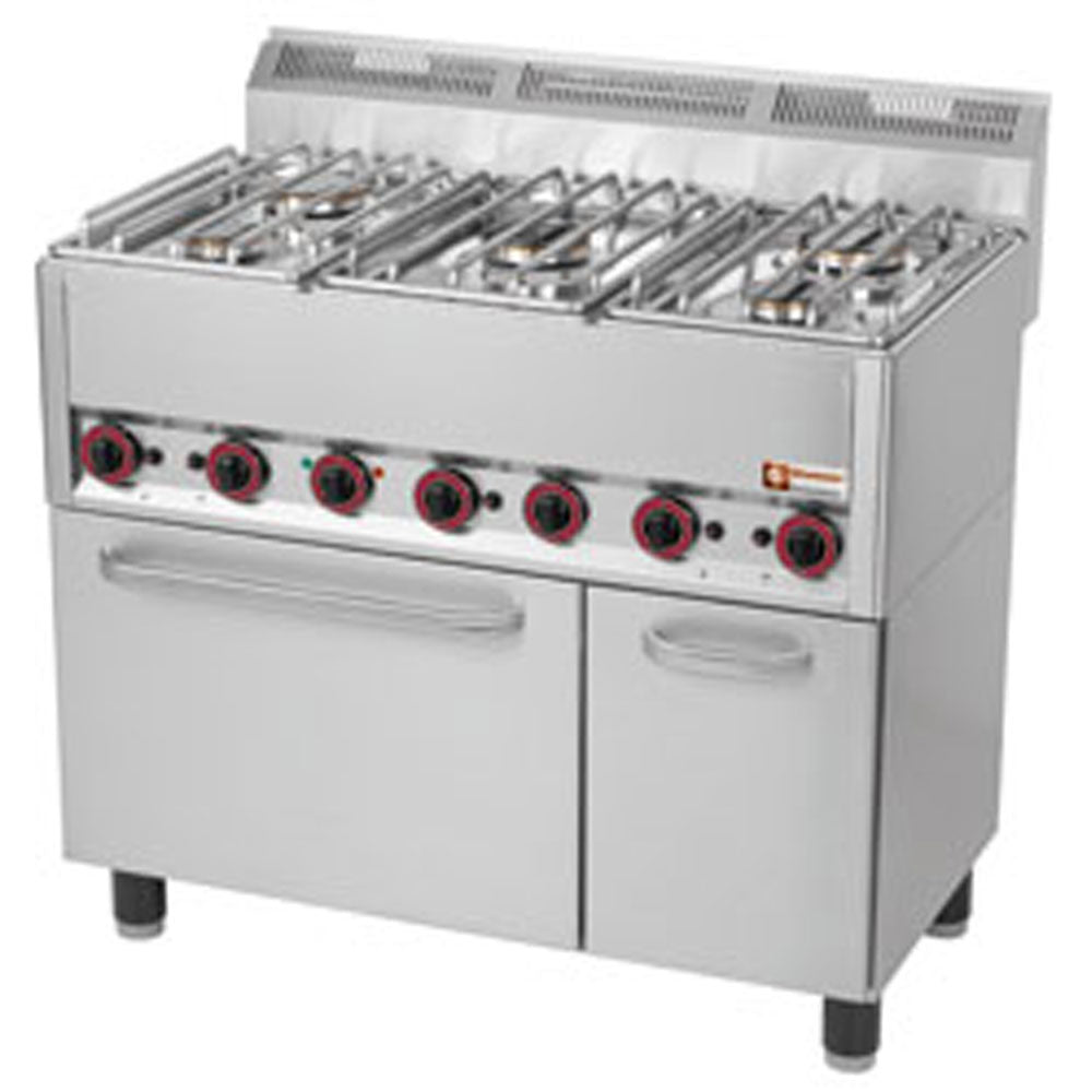 Diamond Gas range 5 burners, on a convection oven 4x GN 1/1 - GS6/5BFVA