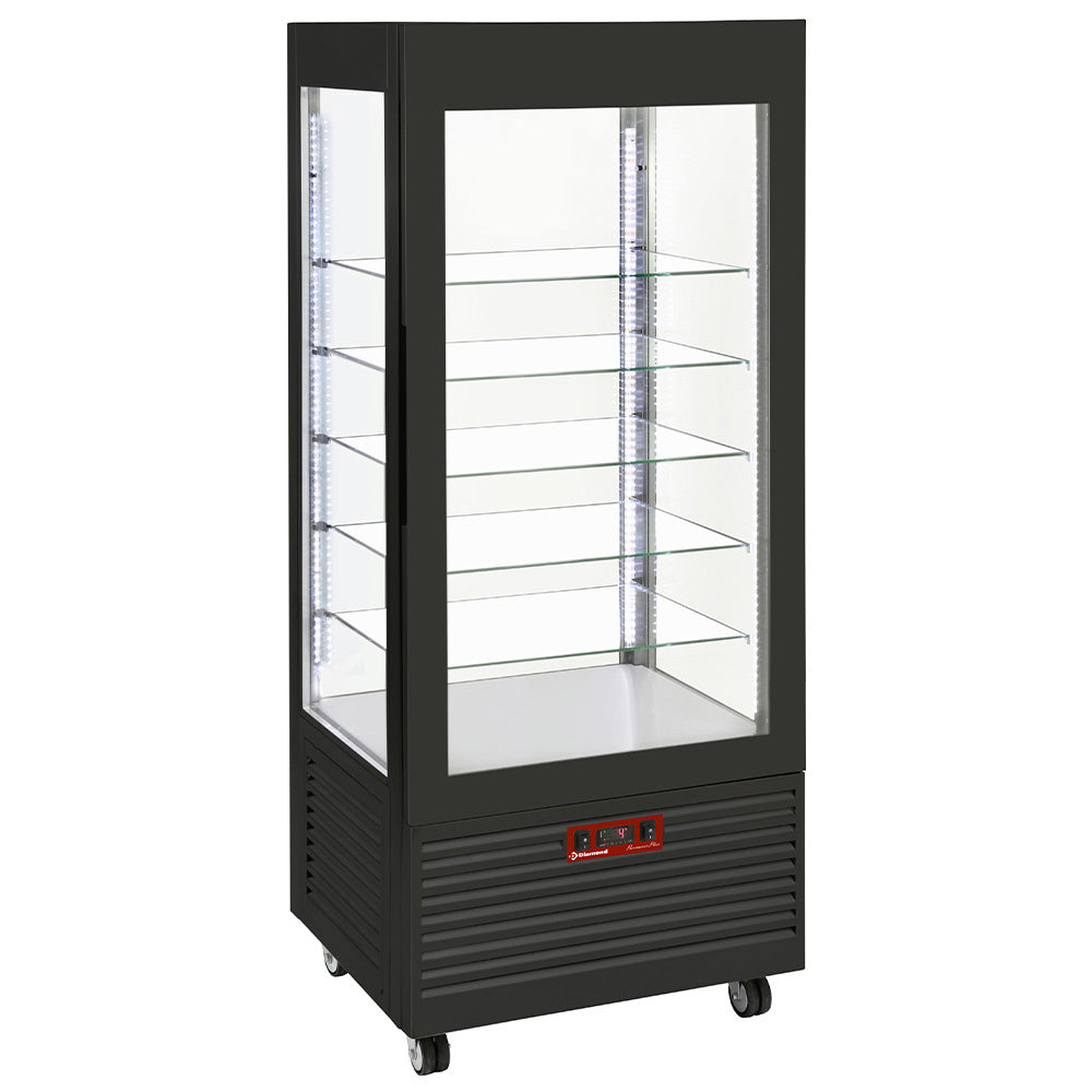 Diamond Display 4 sides T° negative, 5 glass shelves, ventilated, 480 Lit, BLACK - INN/VB-B9-R2