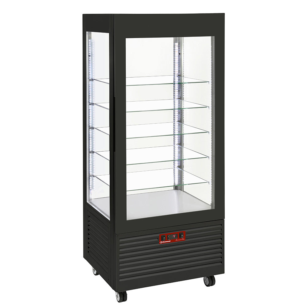 Diamond Display 4 sides T° positive, 5 glass shelves, ventilated, 480 Lit, BLACK - INN/VN-B9-R2