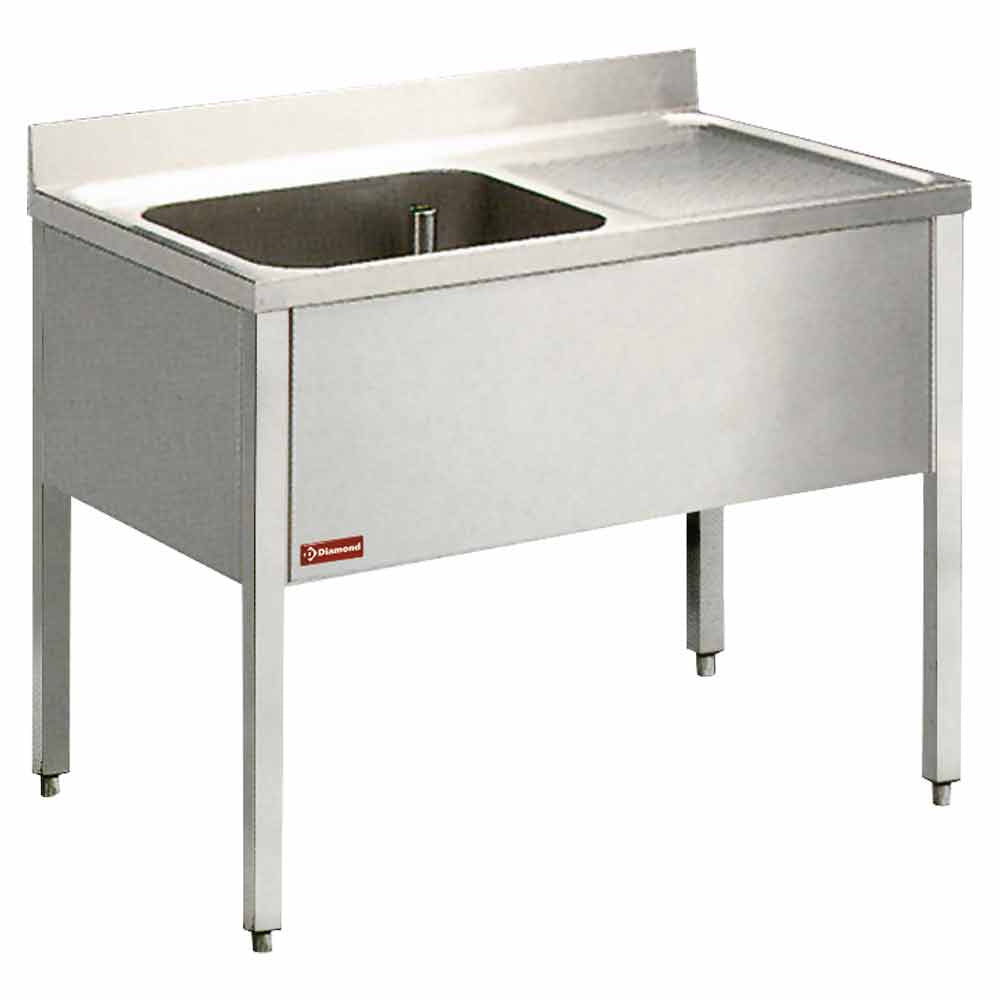 Diamond Sink 1 tank and 1 right draining board, with base - L1210D/6-KD-D