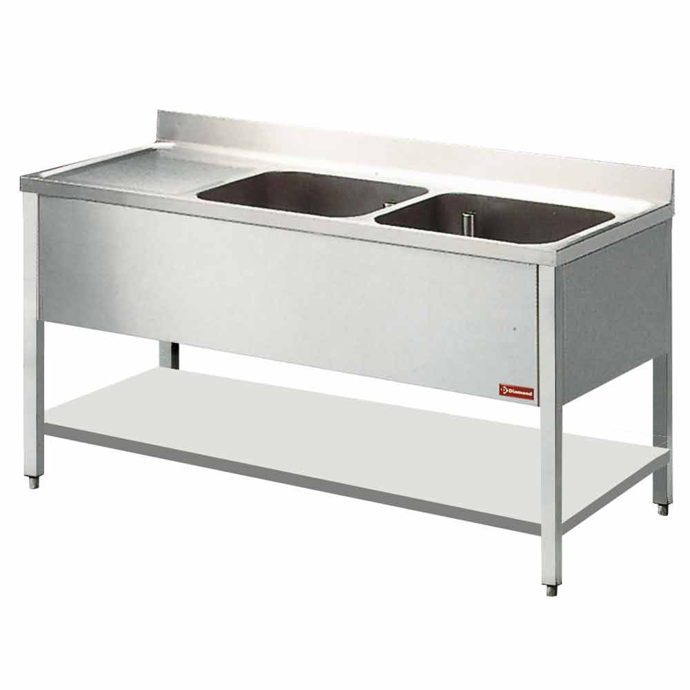 Diamond Sink 2 tanks and 1 drain surface - L1421S/6-D