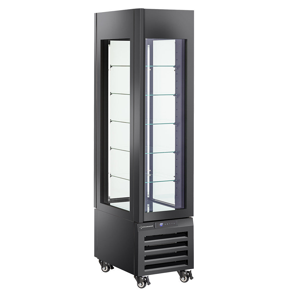 Diamond FULL vitrine 260 Lt., 5 glazen niveaus, geventileerd -IJS &amp; GEBAK - ZWART - MAX/305-BB