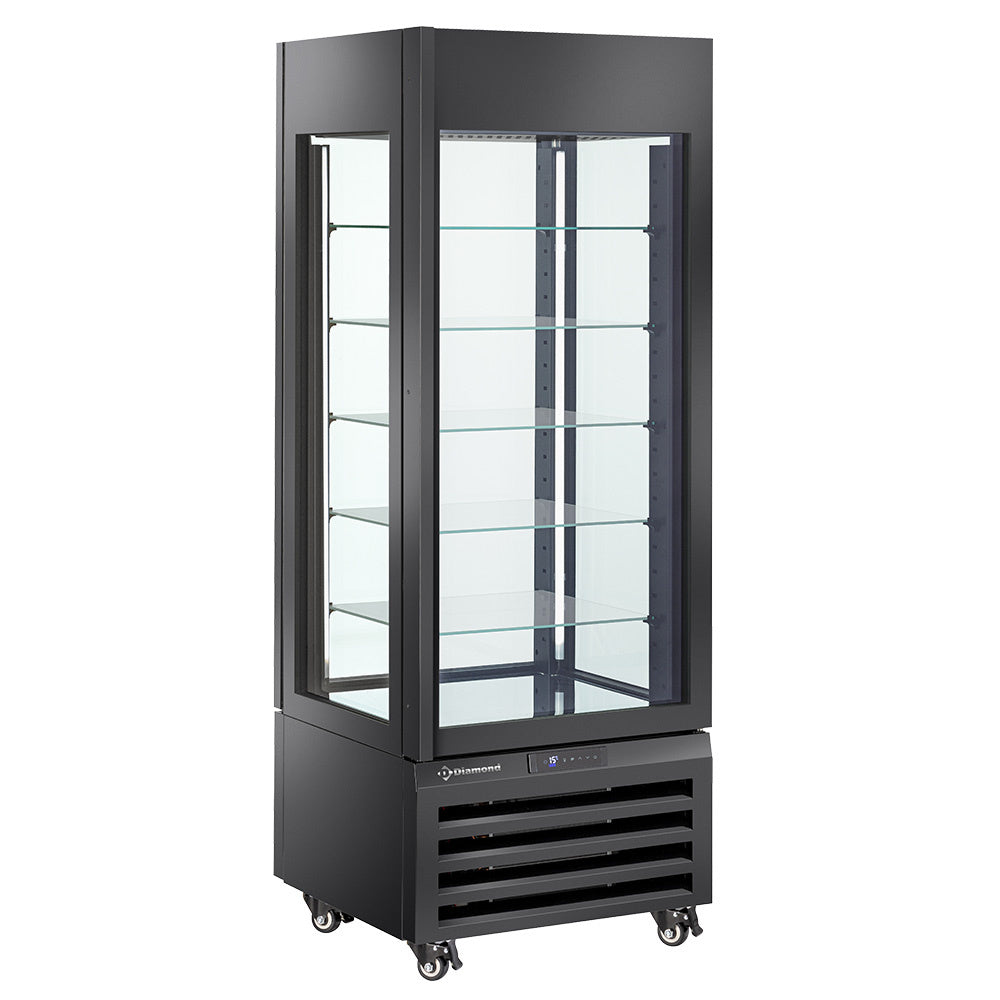 Diamond Volledig glazen vitrine" 440 Lt., 5 glasniveaus, geventileerd - CHOCOLADE - ZWART - MAX/507-CB