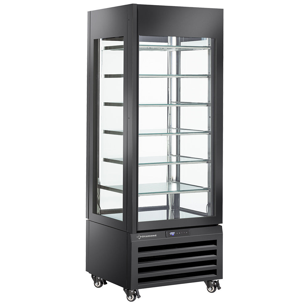 Diamond Vitrine "VOLLverglast" 440 Lt., 6 Glasebenen, statisch - EIS - SCHWARZ - MAX/507-SB